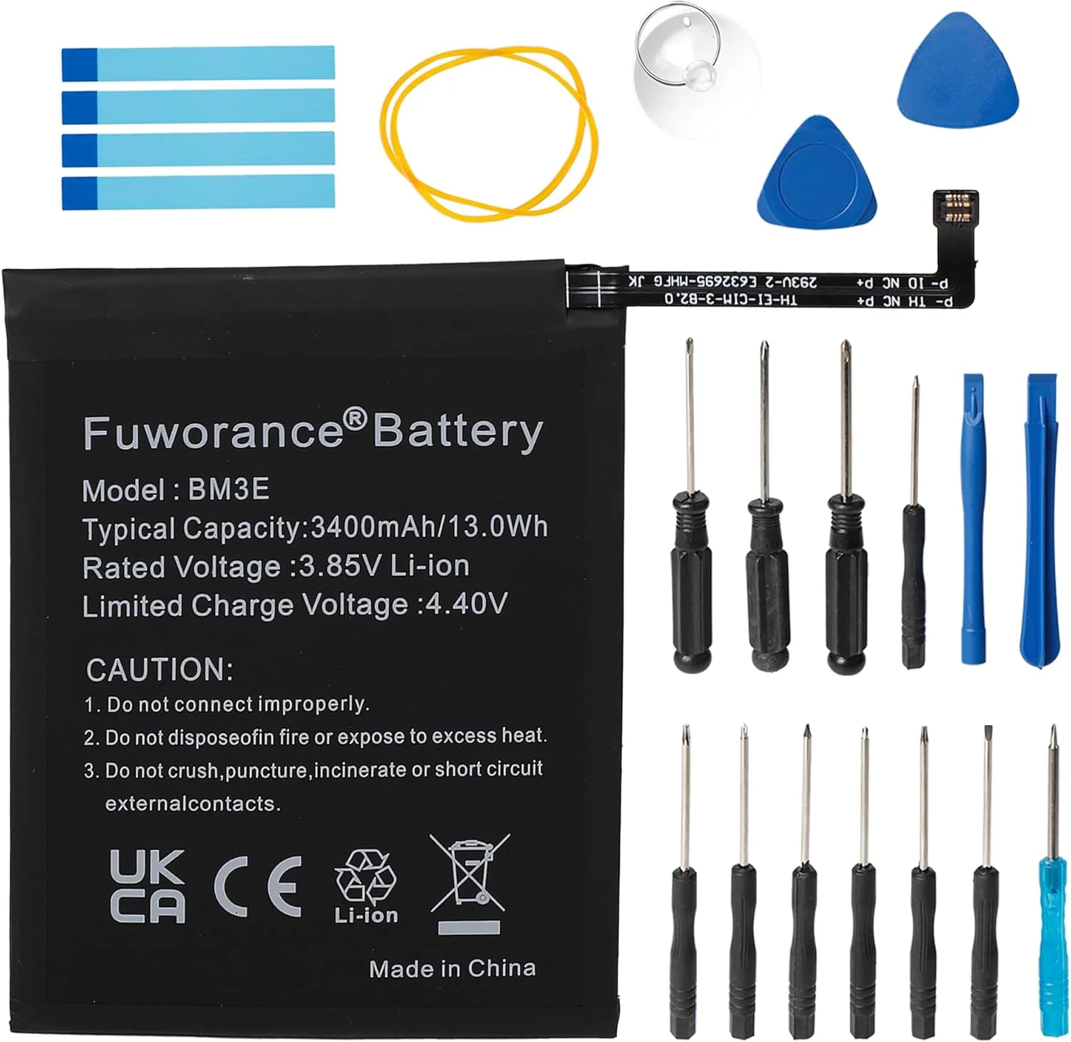 باتری جایگزین فوورانس BM3E با ظرفیت 3400mAh و ولتاژ 3.85V سازگار با گوشی موبایل شیائومی Mi 8 مدل M1803E1A به همراه کیف ابزار باتری جایگزین فوورانس BM3E با ظرفیت 3400mAh و ولتاژ 3.85V سازگار با گوشی موبایل شیائومی Mi 8 مدل M1803E1A به همراه کیف ابزار