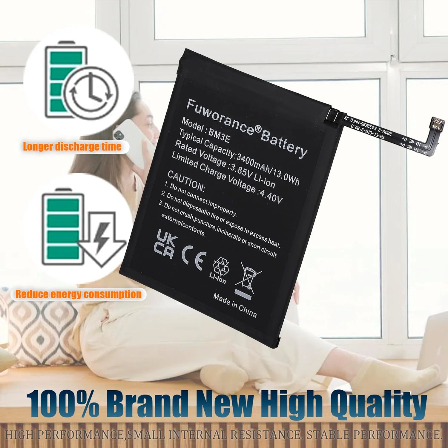 باتری جایگزین فوورانس BM3E با ظرفیت 3400mAh و ولتاژ 3.85V سازگار با گوشی موبایل شیائومی Mi 8 مدل M1803E1A به همراه کیف ابزار باتری جایگزین فوورانس BM3E با ظرفیت 3400mAh و ولتاژ 3.85V سازگار با گوشی موبایل شیائومی Mi 8 مدل M1803E1A به همراه کیف ابزار