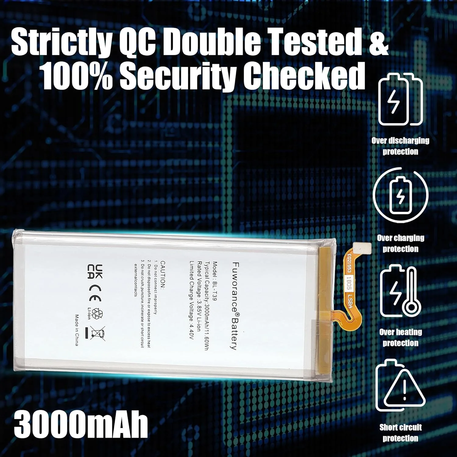 باتری جایگزین 3000mAh 3.85V BL-T39 سازگار با LG G7/G7 ThinQ G710/K30 (2019) LM-G710, G710, LM-G710V, LM-X320EMW, LM-X320ZMW تلفن همراه هوشمند به همراه جعبه ابزار باتری جایگزین 3000mAh 3.85V BL-T39 سازگار با LG G7/G7 ThinQ G710/K30 (2019) LM-G710, G710, LM-G710V, LM-X320EMW, LM-X320ZMW تلفن همراه هوشمند به همراه جعبه ابزار