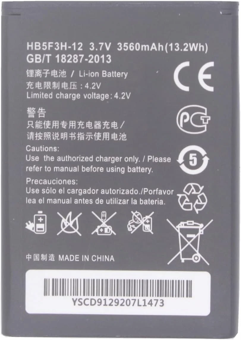 باتری جایگزین 3560mAh HB5F3H-12 برای مودم های وای فای 4G LTE Huawei E5372T E5775 باتری جایگزین 3560mAh HB5F3H-12 برای مودم های وای فای 4G LTE Huawei E5372T E5775