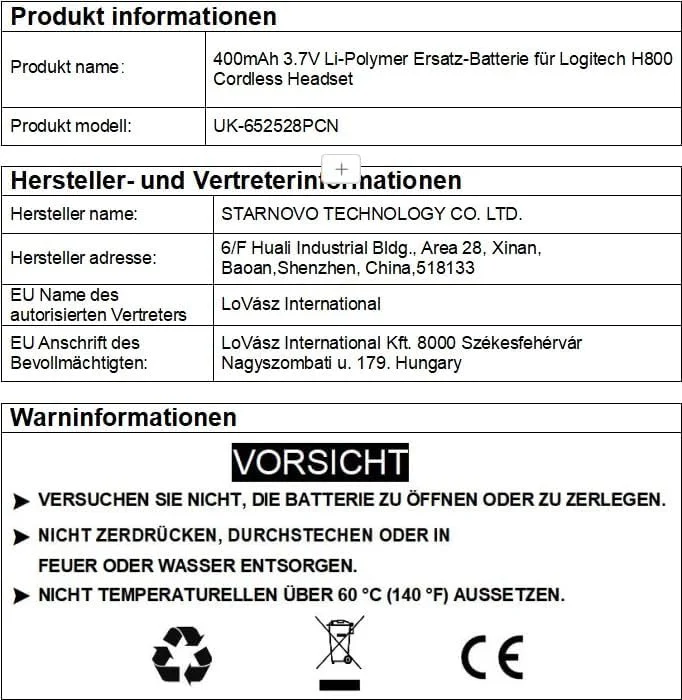باتری لیتیوم-پلیمری 400mAh 3.7V جایگزین برای هدست بی سیم Logitec h H800 H820e مدل 533-000095 باتری لیتیوم-پلیمری 400mAh 3.7V جایگزین برای هدست بی سیم Logitec h H800 H820e مدل 533-000095