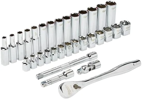 مجموعه آچار بکس و جغجغه 32 پارچه ای متریک Milwaukee با درایو 3/8 اینچ