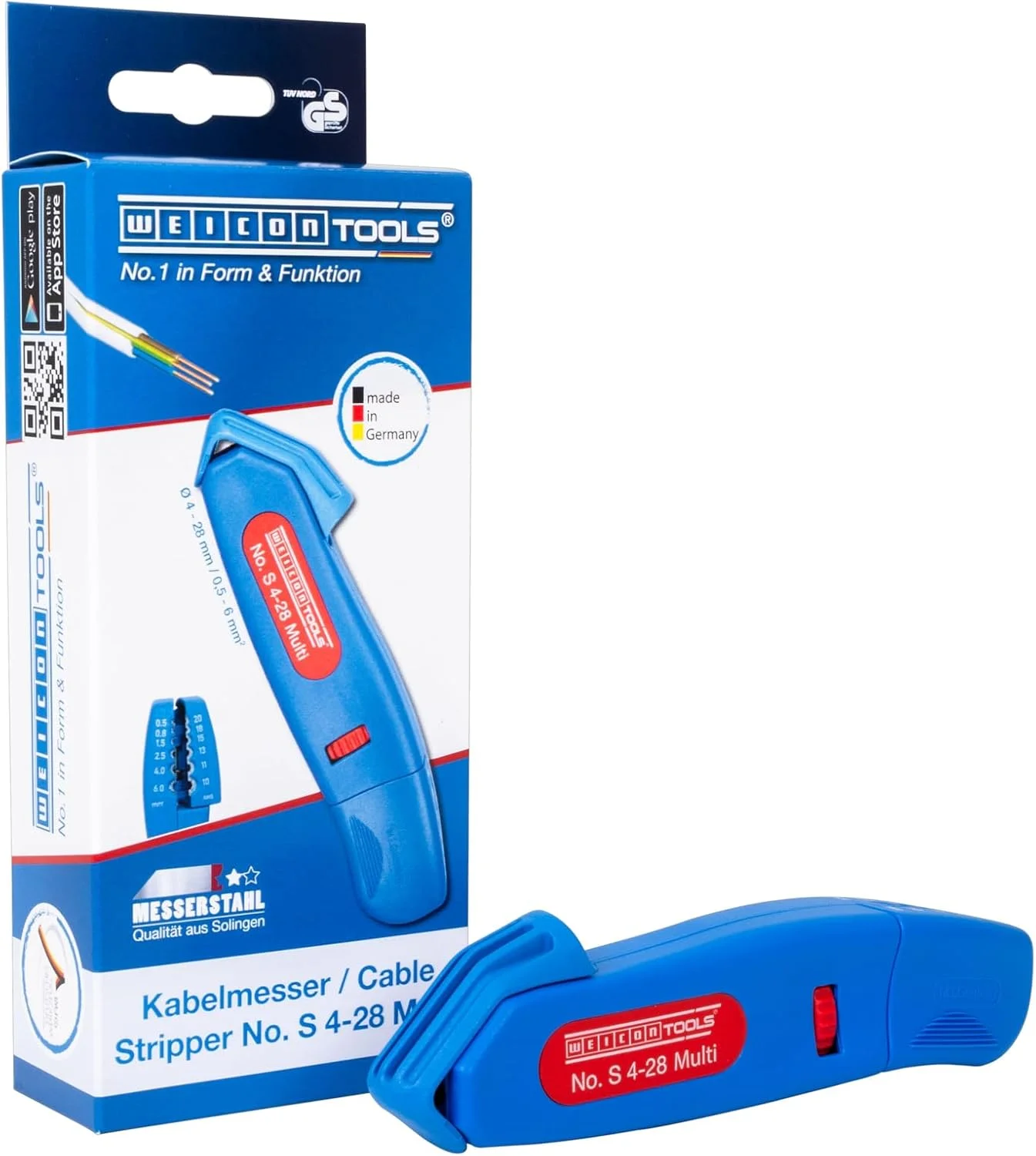 ابزار لخت کن کابل وایکان مدل S 4 - 28 Multi | ابزار چند منظوره با ایمنی بالا و عملکرد لخت کردن یکپارچه، دارای عمق برش قابل تنظیم برای کابل های گرد، محدوده کارکرد mm Ã˜