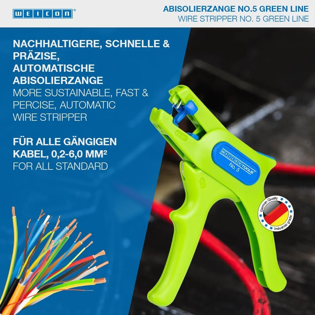 ابزار سیم لخت کن اتوماتیک WEICON TOOLS شماره 5 گرین لاین | مواد اولیه پایدار | مناسب برای سیم های 0.2 تا 6.0 میلی متر مربع ابزار سیم لخت کن اتوماتیک WEICON TOOLS شماره 5 گرین لاین | مواد اولیه پایدار | مناسب برای سیم های 0.2 تا 6.0 میلی متر مربع