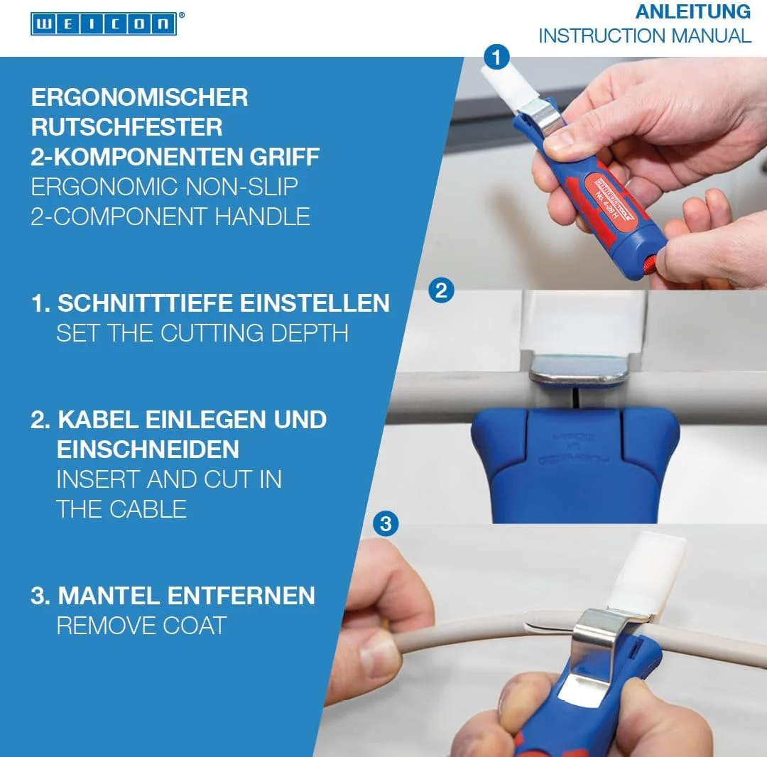 ابزار لخت کن کابل وایکان مدل 4-28 H | ابزار لخت کردن کابل با تیغه قلاب دار | ابزار لخت کردن سیم جهانی با عمق برش قابل تنظیم