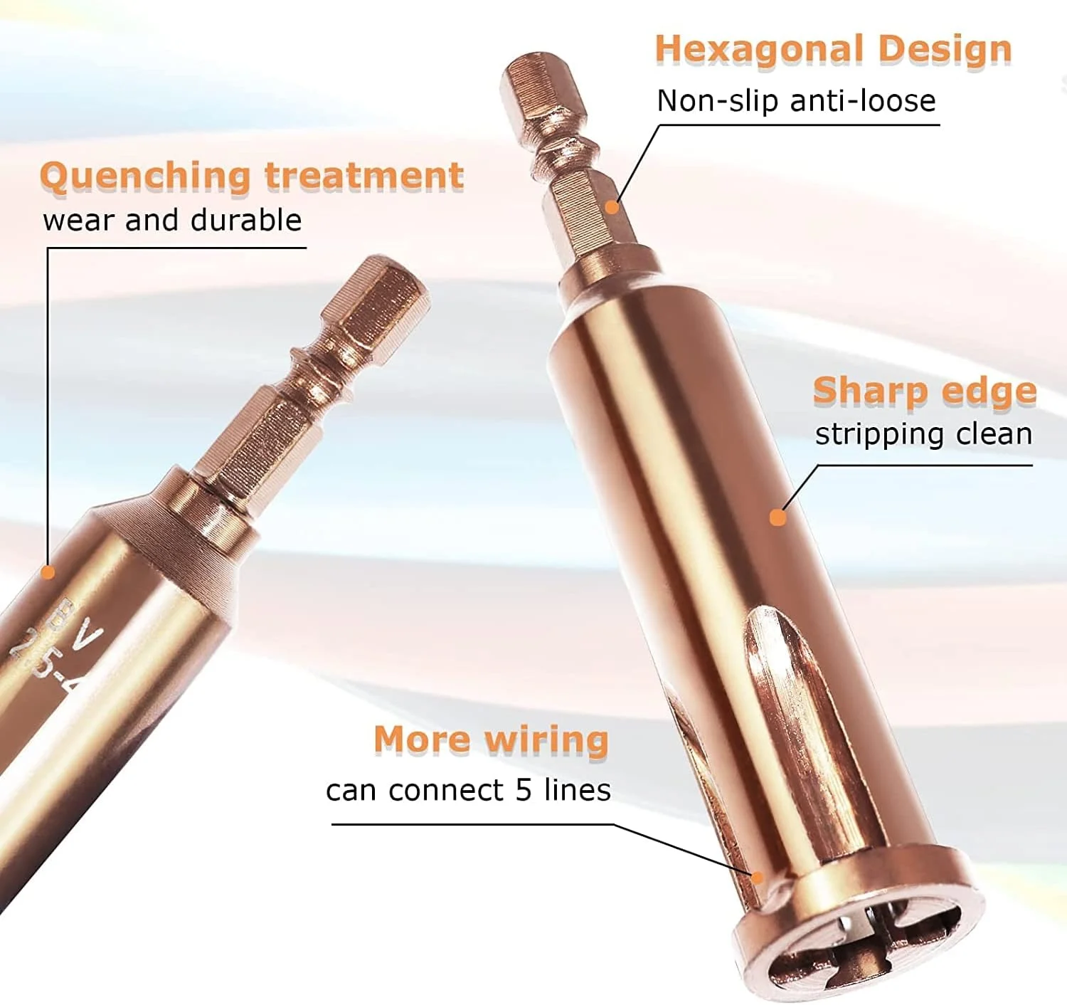 ابزار سیم‌تاب KASTWAVE، سیم لخت کن و تابنده سیم، 4 مربع 3 راه / 5 راه ابزار مته تابنده اتوماتیک برای لخت کردن و تاباندن کابل سیم (3 عدد)