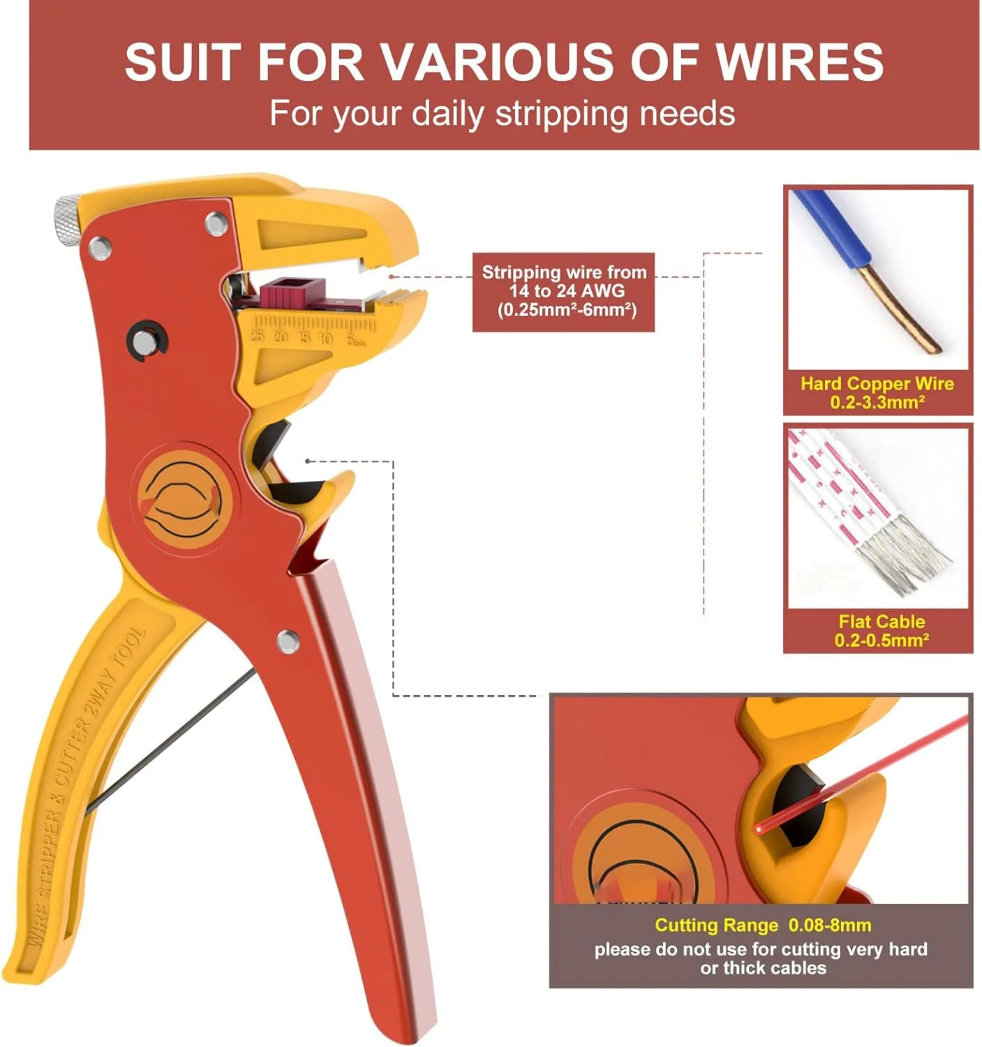 ابزار سیم لخت کن و سیم چین اتوماتیک 2 در 1 KASTWAVE برای کابل های 10-24 AWG - ایده آل برای تعمیرات الکترونیک و خودرو ابزار سیم لخت کن و سیم چین اتوماتیک 2 در 1 KASTWAVE برای کابل های 10-24 AWG - ایده آل برای تعمیرات الکترونیک و خودرو