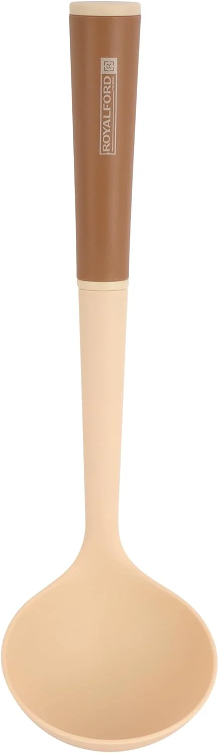 ست ۶ تکه ابزار آشپزی نایلونی رویال فورد مدل RF12582، مناسب ظروف نچسب، شامل کفگیر، ملاقه، قاشق، کفگیر سوراخ دار، قاشق پاستا و مقاوم در برابر حرارت