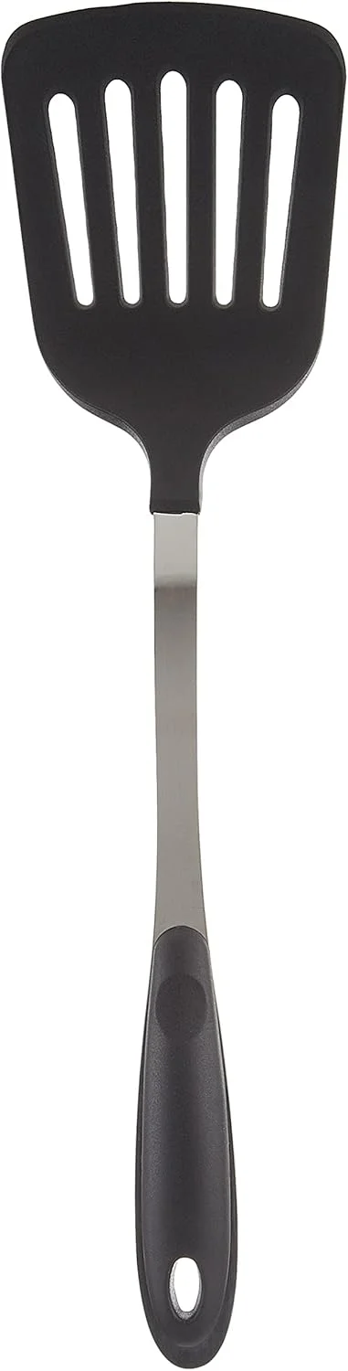 کفگیر شیاردار نایلونی رویال فورد با دسته استیل - کفگیر شیاردار با دسته بلند و گیره قوی | قابل شستشو در ماشین ظرفشویی | ایده آل برای غذا، املت، سرخ کردن و موارد دیگر