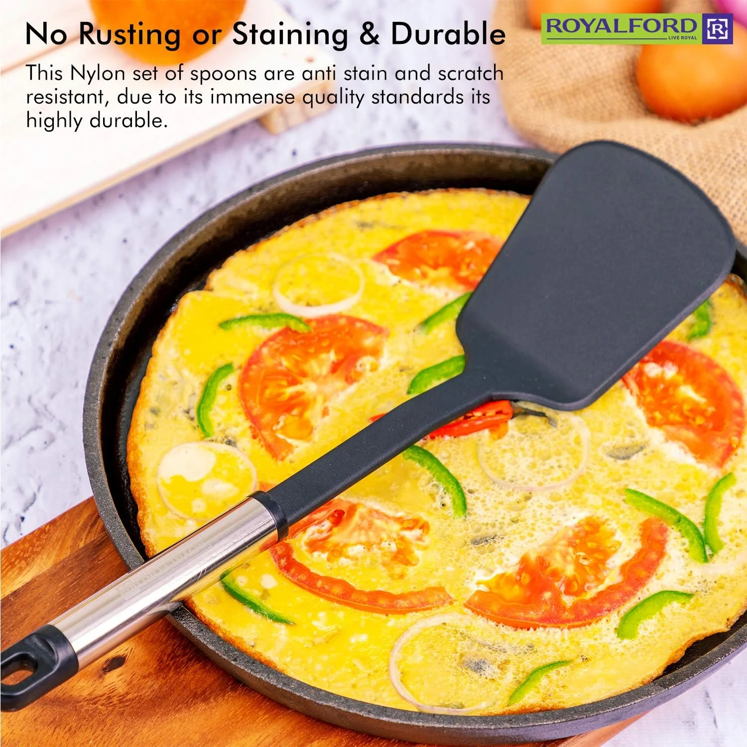 رویال فورد - ست 5 تکه کفگیر شیاردار، قاشق ساده، قاشق پاستا، پوره ساز و ملاقه - ست ابزار آشپزخانه سیلیکونی رویال فورد - ست 5 تکه کفگیر شیاردار، قاشق ساده، قاشق پاستا، پوره ساز و ملاقه - ست ابزار آشپزخانه سیلیکونی