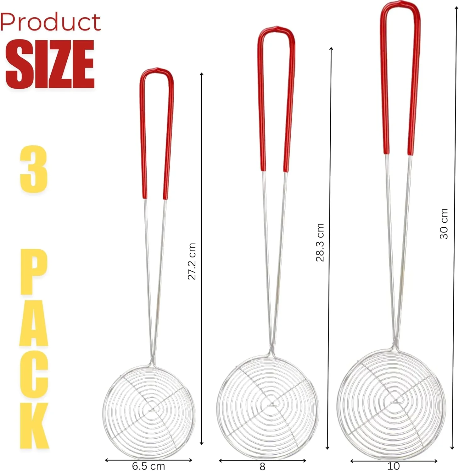 ست کفگیر استیل ضد زنگ در 3 سایز - نظم دهنده آشپزخانه - صافی پخت و پز قاشق روغن سرخ کردنی آبکش قابلمه توری ملاقه کفگیر عنکبوتی ابزار آشپزخانه برای لوازم و ست پخت و پز ست کفگیر استیل ضد زنگ در 3 سایز - نظم دهنده آشپزخانه - صافی پخت و پز قاشق روغن سرخ کردنی آبکش قابلمه توری ملاقه کفگیر عنکبوتی ابزار آشپزخانه برای لوازم و ست پخت و پز