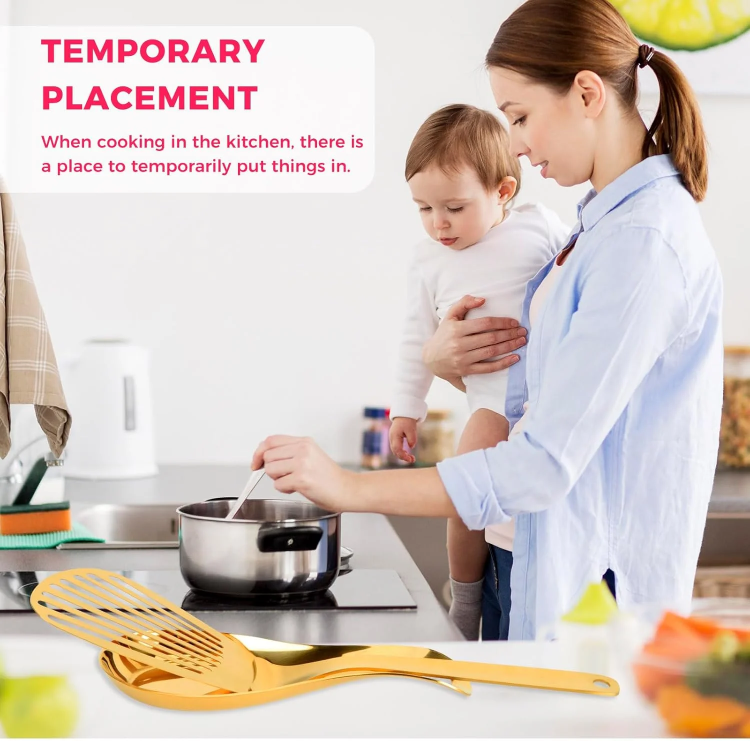 جای قاشق حلزونی، استیل ضد زنگ مناسب پخت و پز، قهوه، کفگیر، ملاقه و نگهدارنده ابزار آشپزی برای روی اجاق گاز و پیشخوان آشپزخانه، طلایی جای قاشق حلزونی، استیل ضد زنگ مناسب پخت و پز، قهوه، کفگیر، ملاقه و نگهدارنده ابزار آشپزی برای روی اجاق گاز و پیشخوان آشپزخانه، طلایی