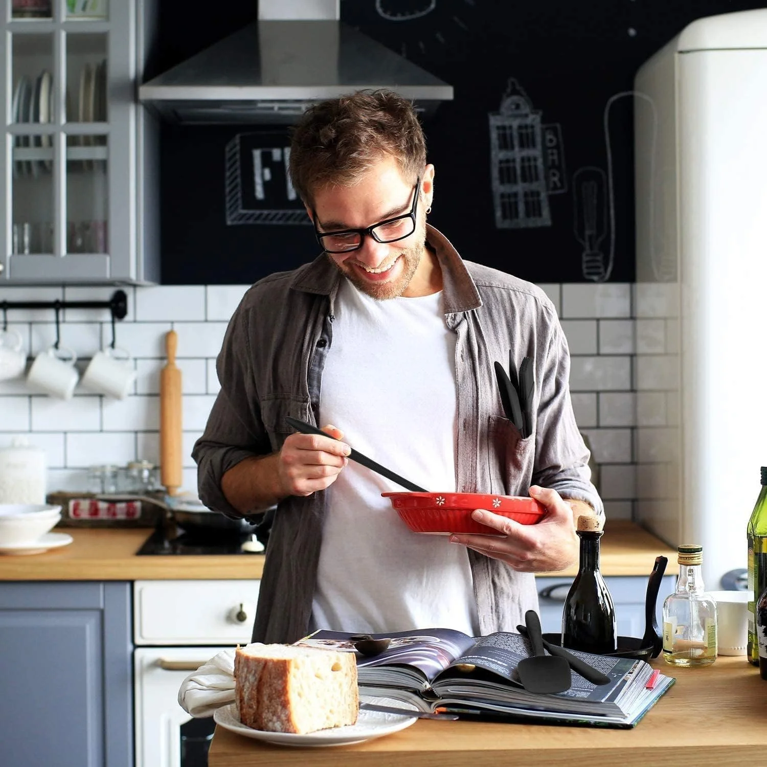 ست کفگیر سیلیکونی SKY-TOUCH - ست 6 تکه کفگیر لاستیکی نچسب، ست لوازم آشپزخانه مقاوم در برابر حرارت برای پخت و پز، شیرینی پزی و مخلوط کردن ست کفگیر سیلیکونی SKY-TOUCH - ست 6 تکه کفگیر لاستیکی نچسب، ست لوازم آشپزخانه مقاوم در برابر حرارت برای پخت و پز، شیرینی پزی و مخلوط کردن