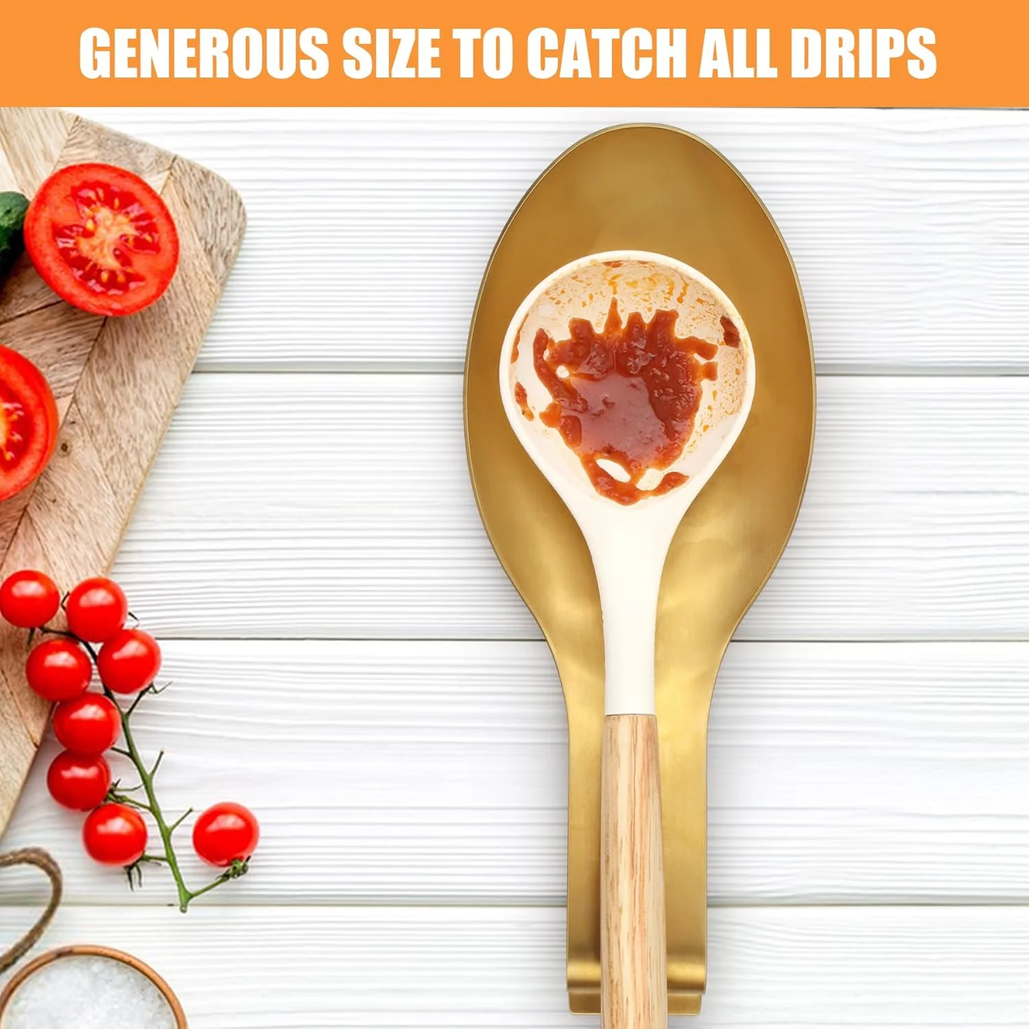 جا قاشقی استیل VanlonPro، نگهدارنده کفگیر ملاقه، جا قاشقی استیل، پرداخت برس خورده، قابل شستشو در ماشین ظرفشویی 9.6 در 23.8 سانتی متر (رنگ طلایی 2 عدد)