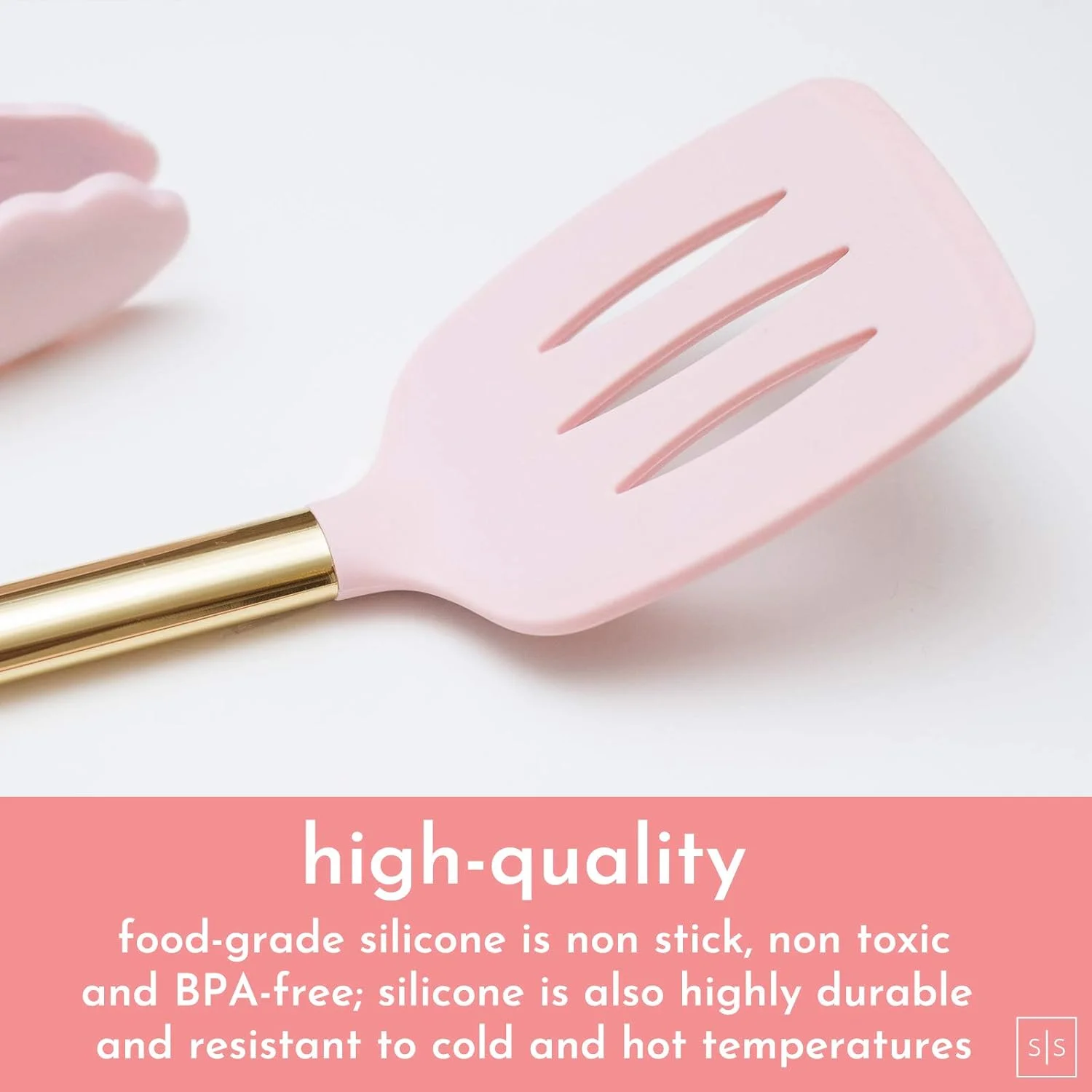 ست لوازم آشپزی سیلیکونی صورتی و طلایی HAMIIS با استند - همزن، ملاقه، کفگیر، انبر طلایی رزگلد ست لوازم آشپزی سیلیکونی صورتی و طلایی HAMIIS با استند - همزن، ملاقه، کفگیر، انبر طلایی رزگلد