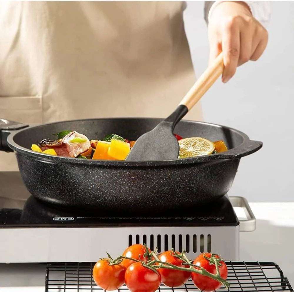 ست 11 پارچه لوازم آشپزی سیلیکونی Sunnyrobby با جا قاشقی و ابزار غیر چسبنده و غیر سمی شامل انبر، کفگیر، برگردان، ملاقه و موارد دیگر