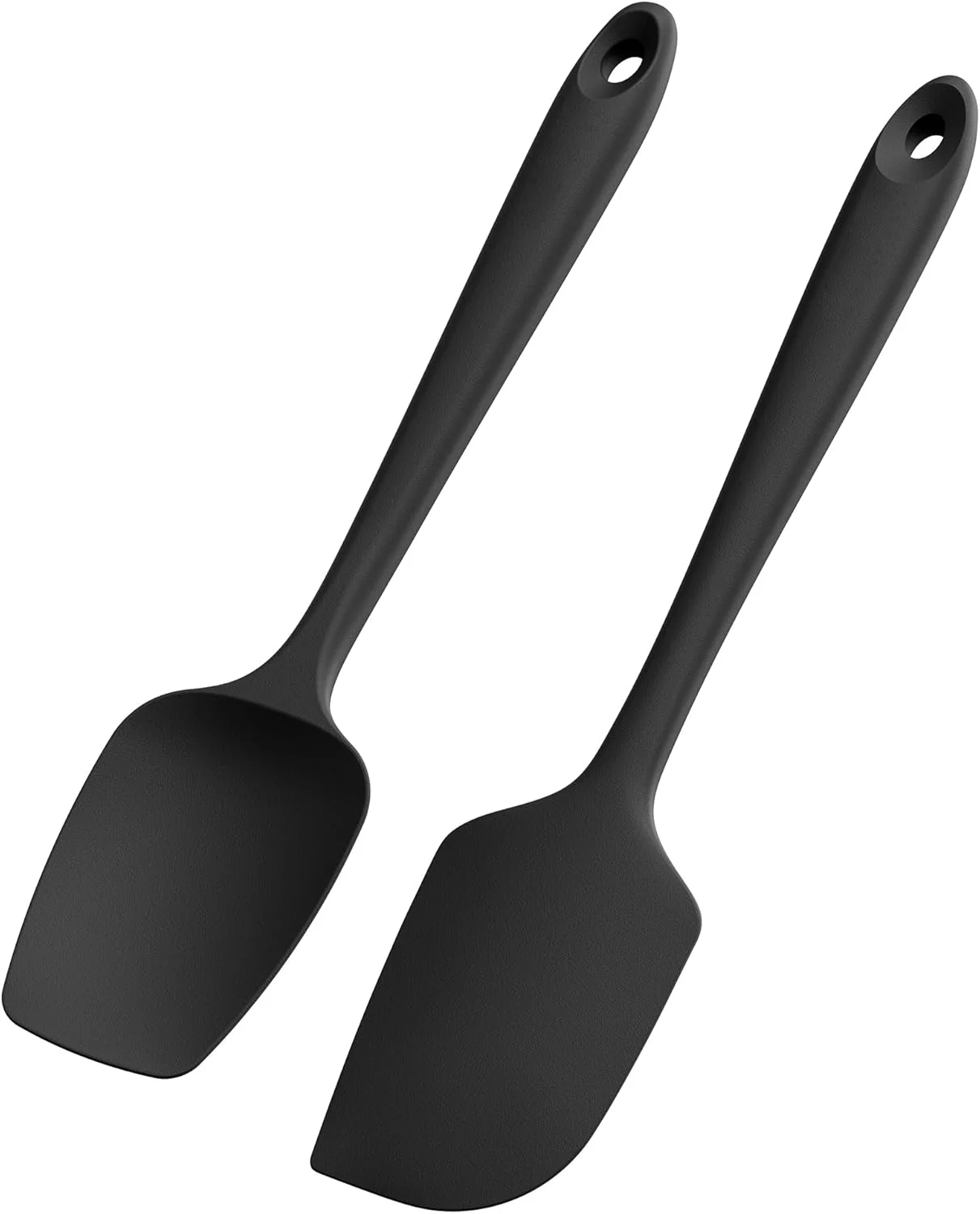 ست کاردک تخت و قاشق کاردک ۲۹ سانتی‌متری U-Taste: کاردک سیلیکونی مقاوم در برابر حرارت ۳۱۵ درجه سانتی‌گراد، کاردک انعطاف‌پذیر کاسه، ابزار آشپزی و مخلوط‌کننده لاستیکی درجه مواد غذایی با سطح نچسب (ست ۲ عددی، مشکی)
