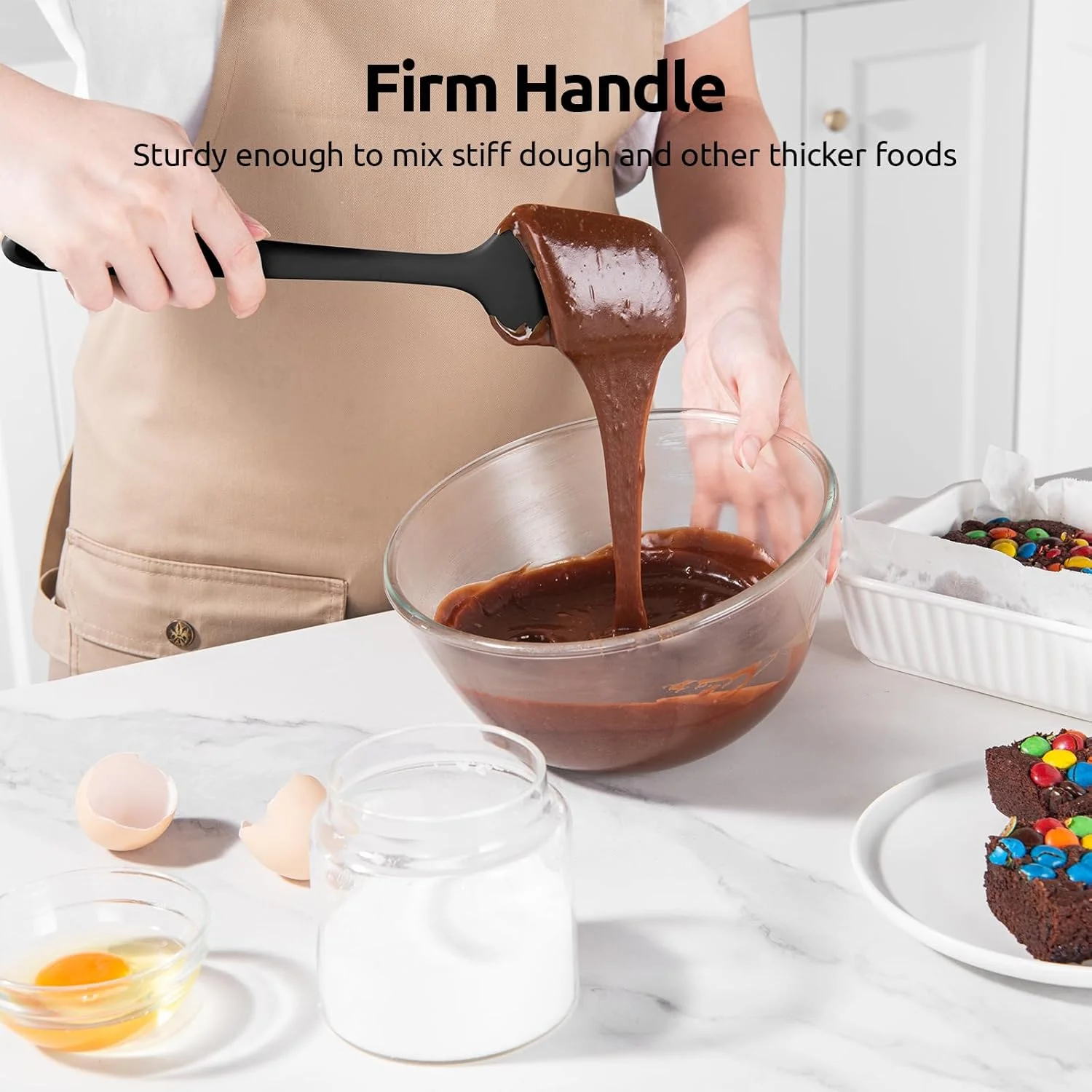 ست کاردک تخت و قاشق کاردک ۲۹ سانتی‌متری U-Taste: کاردک سیلیکونی مقاوم در برابر حرارت ۳۱۵ درجه سانتی‌گراد، کاردک انعطاف‌پذیر کاسه، ابزار آشپزی و مخلوط‌کننده لاستیکی درجه مواد غذایی با سطح نچسب (ست ۲ عددی، مشکی)