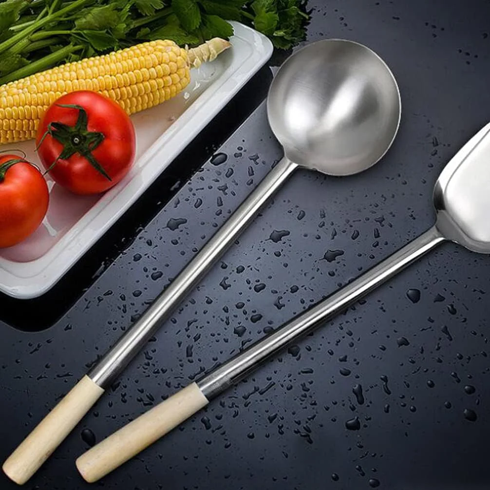 ست کفگیر و ملاقه استیل ضد زنگ YARNOW، 2 عددی، ابزار آشپزی ووک چینی برای استفاده روزمره ست کفگیر و ملاقه استیل ضد زنگ YARNOW، 2 عددی، ابزار آشپزی ووک چینی برای استفاده روزمره