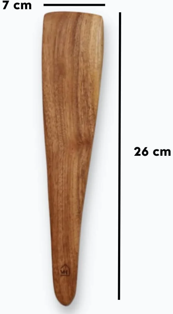 قاشق چوبی چوب درخت چریش وستا هومز، کفگیر جمع و جور، کفگیر/ملاقه برای پخت و پز دوسا، روتی، چاپاتی، سوپ و سبزیجات | ابزار آشپزخانه چوبی ممتاز | بدون پولیش | نچسب | دست ساز