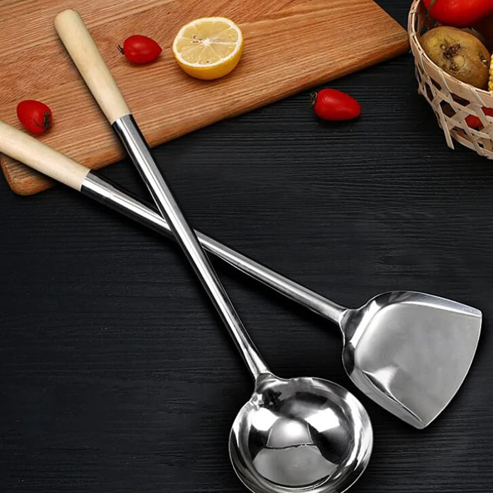 ست کفگیر و ملاقه استیل ضد زنگ YARNOW، 2 عددی، ابزار آشپزی ووک چینی برای استفاده روزمره ست کفگیر و ملاقه استیل ضد زنگ YARNOW، 2 عددی، ابزار آشپزی ووک چینی برای استفاده روزمره