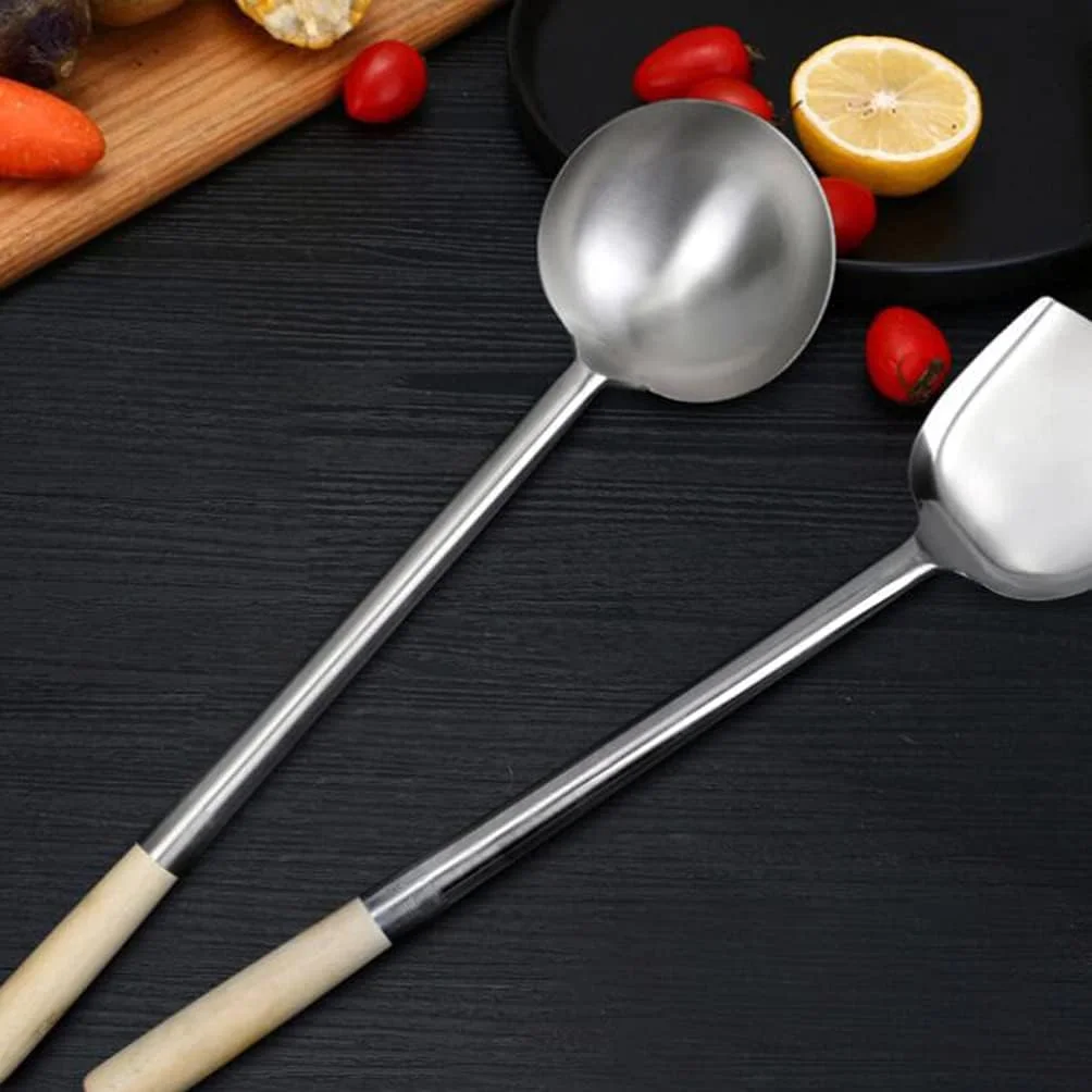 ست کفگیر و ملاقه استیل ضد زنگ YARNOW، 2 عددی، ابزار آشپزی ووک چینی برای استفاده روزمره ست کفگیر و ملاقه استیل ضد زنگ YARNOW، 2 عددی، ابزار آشپزی ووک چینی برای استفاده روزمره