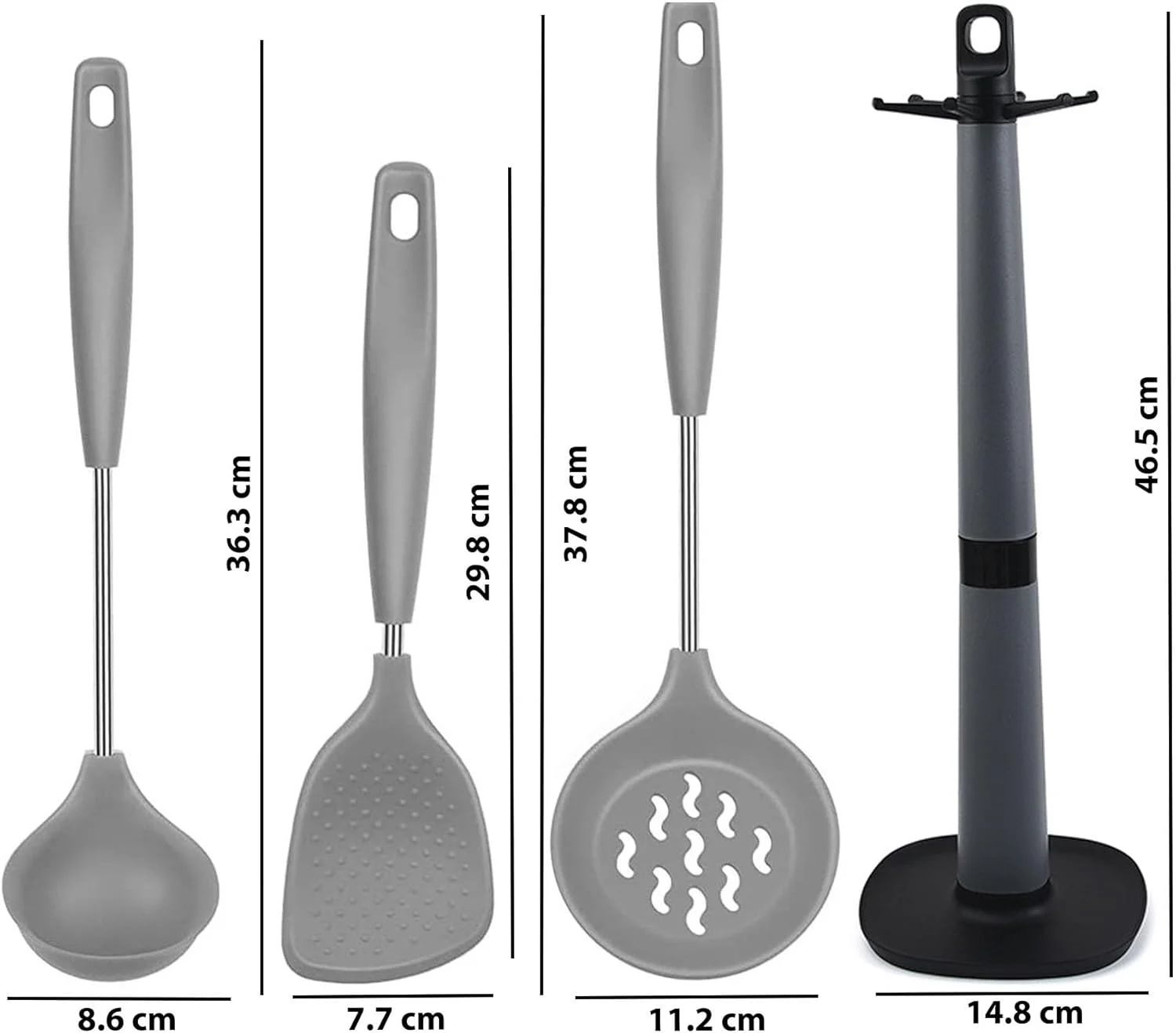 ست ملاقه و کفگیر نچسب WOODTULA برای آشپزخانه، شامل قاشق برنج، کفگیر، ملاقه دوسا، کفگیر تخت، پایه ملاقه، ملاقه برای پخت و پز، قاشق نودل، کفگیر برنج، کارچی برای پخت و پز، پاروی برنج (ست 4 عددی، خاکستری) ست ملاقه و کفگیر نچسب WOODTULA برای آشپزخانه، شامل قاشق برنج، کفگیر، ملاقه دوسا، کفگیر تخت، پایه ملاقه، ملاقه برای پخت و پز، قاشق نودل، کفگیر برنج، کارچی برای پخت و پز، پاروی برنج (ست 4 عددی، خاکستری)