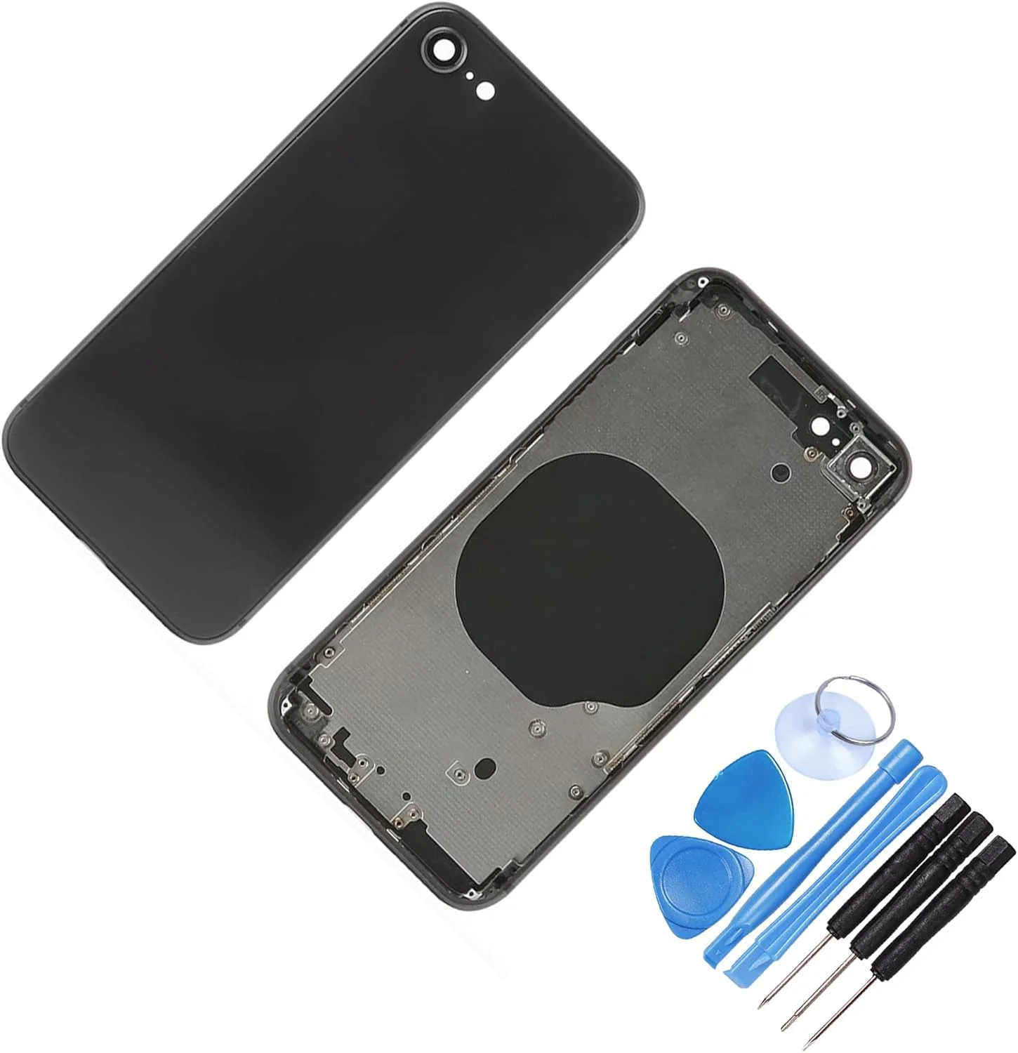 محفظه پشتی شاسی میانی جایگزین THE TECH DOCTOR به همراه پوشش شیشه ای برای آیفون 8 مشکی - کامل با ابزار - کیت تعمیر حرفه ای (آیفون 8، مشکی) محفظه پشتی شاسی میانی جایگزین THE TECH DOCTOR به همراه پوشش شیشه ای برای آیفون 8 مشکی - کامل با ابزار - کیت تعمیر حرفه ای (آیفون 8، مشکی)