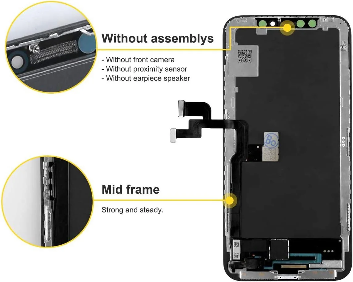 قطعات جایگزین صفحه نمایش مشکی آیفون X، مجموعه پنل جلویی نمایشگر OLED قطعات جایگزین صفحه نمایش مشکی آیفون X، مجموعه پنل جلویی نمایشگر OLED