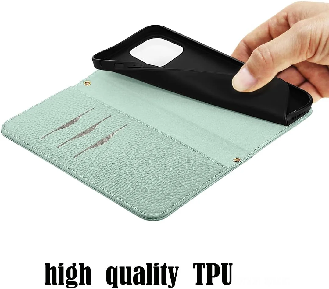 کیف چرمی NanHou مدل Air مناسب برای آیفون 17، کیف پول تاشو با مسدود کننده RFID، بست مغناطیسی، استند، بند مچی، جای کارت، کاور ضد ضربه - سبز روشن