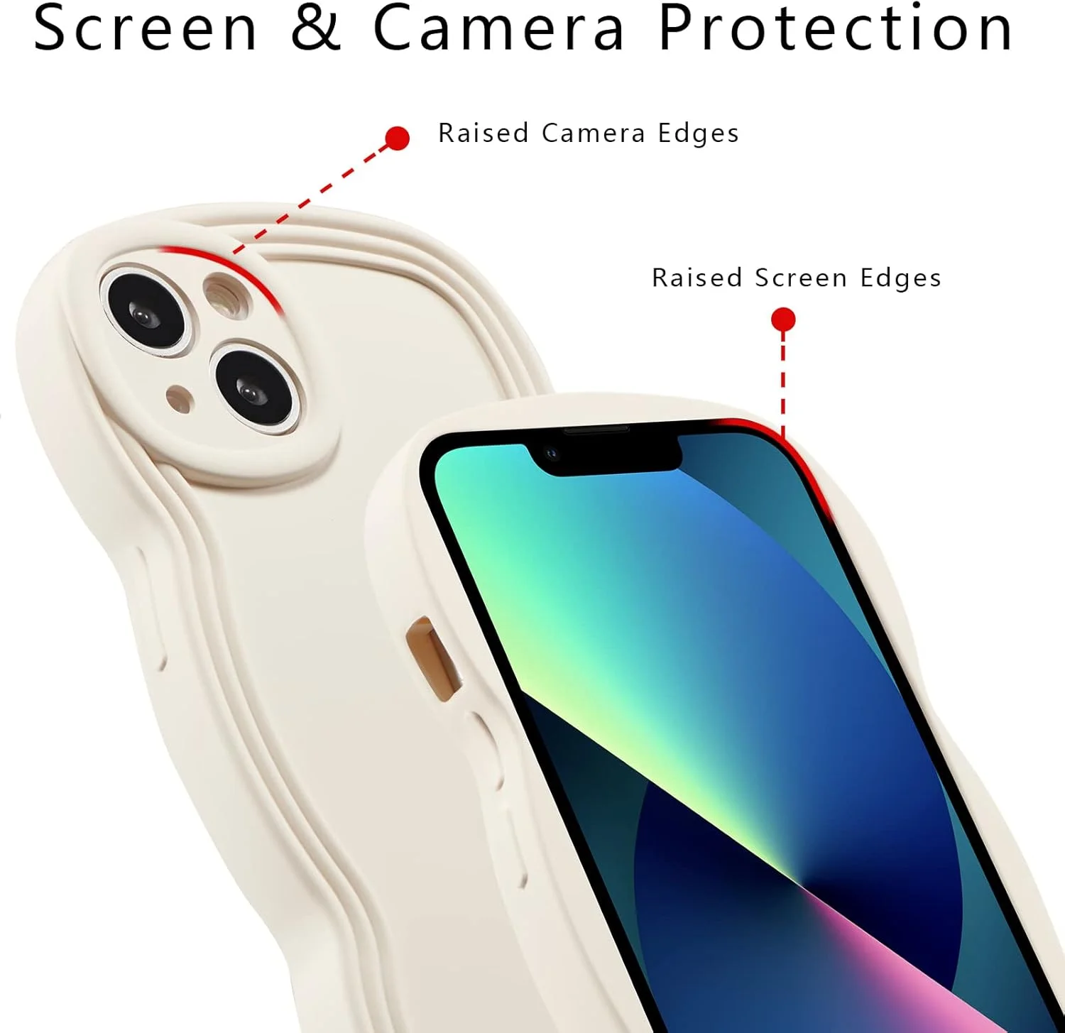 قاب گوشی یوبای مناسب برای آیفون 15 با صفحه نمایش 6.1 اینچی، قاب شفاف و فانتزی با لبه موجی برای دختران، پوشش باریک و مقاوم در برابر ضربه، بامپر نرم و لوکس با روکش TPU، قاب گوشی زیبا با روکش - سفید قاب گوشی یوبای مناسب برای آیفون 15 با صفحه نمایش 6.1 اینچی، قاب شفاف و فانتزی با لبه موجی برای دختران، پوشش باریک و مقاوم در برابر ضربه، بامپر نرم و لوکس با روکش TPU، قاب گوشی زیبا با روکش - سفید