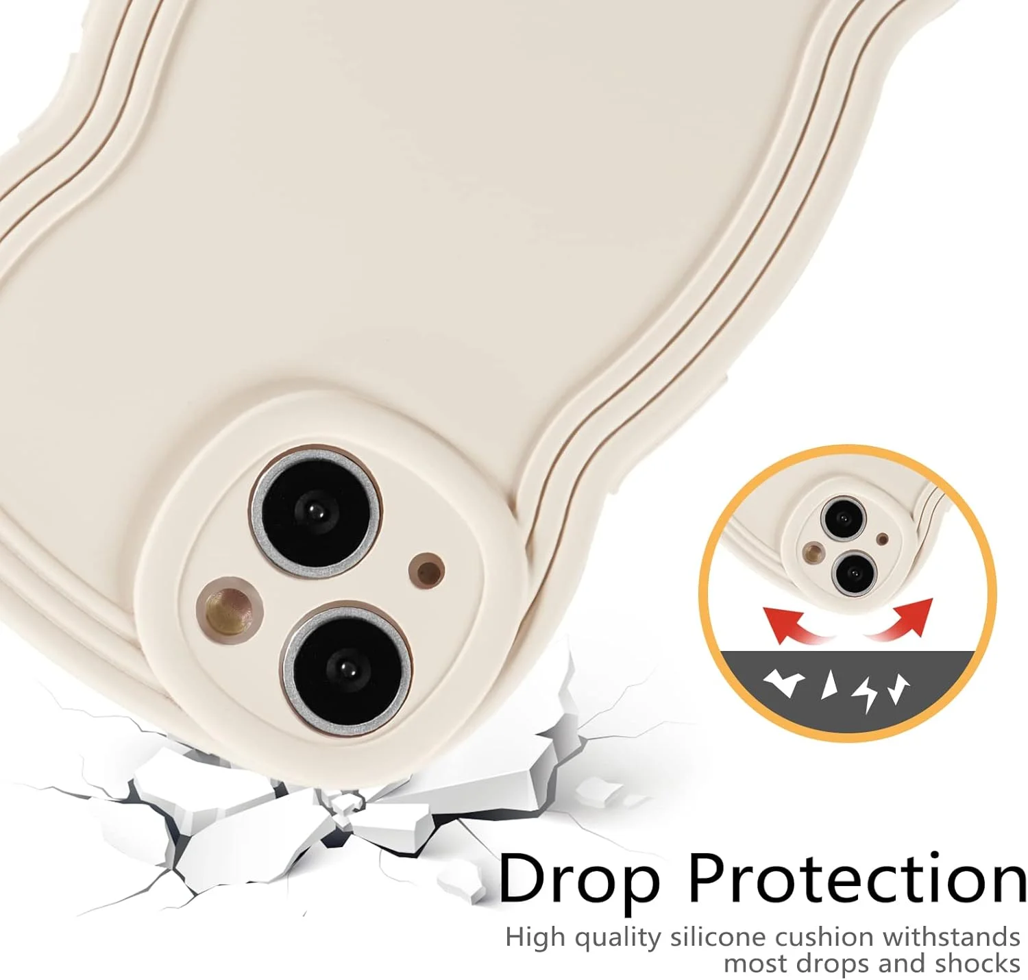 قاب گوشی یوبای مناسب برای آیفون 15 با صفحه نمایش 6.1 اینچی، قاب شفاف و فانتزی با لبه موجی برای دختران، پوشش باریک و مقاوم در برابر ضربه، بامپر نرم و لوکس با روکش TPU، قاب گوشی زیبا با روکش - سفید قاب گوشی یوبای مناسب برای آیفون 15 با صفحه نمایش 6.1 اینچی، قاب شفاف و فانتزی با لبه موجی برای دختران، پوشش باریک و مقاوم در برابر ضربه، بامپر نرم و لوکس با روکش TPU، قاب گوشی زیبا با روکش - سفید