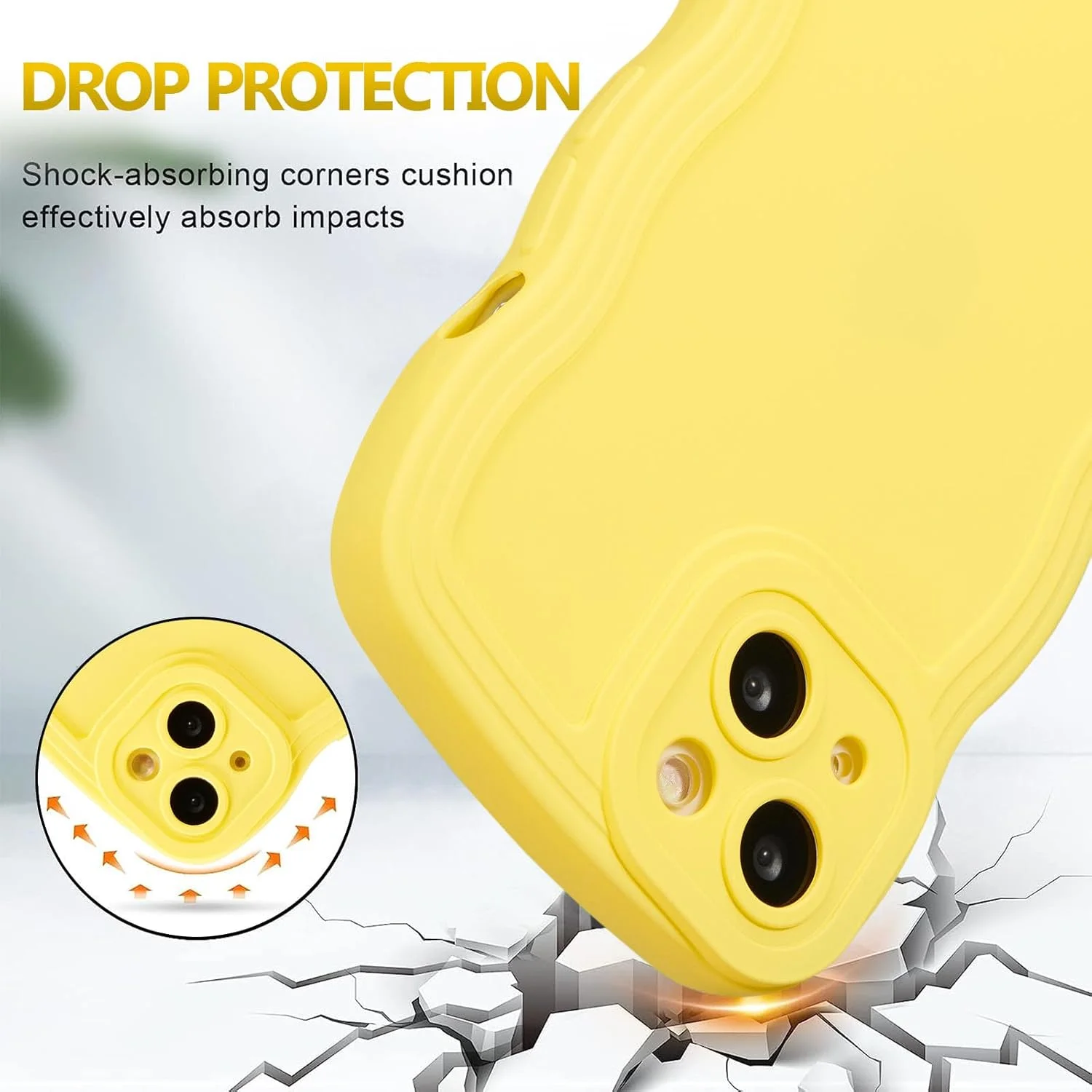 قاب گوشی موبایل یوبای مناسب برای آیفون 15، قاب سیلیکونی باریک و مقاوم در برابر ضربه، کاور نرم و زیبا با لبه های موج دار، ضد خش، جنس TPU - زرد قاب گوشی موبایل یوبای مناسب برای آیفون 15، قاب سیلیکونی باریک و مقاوم در برابر ضربه، کاور نرم و زیبا با لبه های موج دار، ضد خش، جنس TPU - زرد