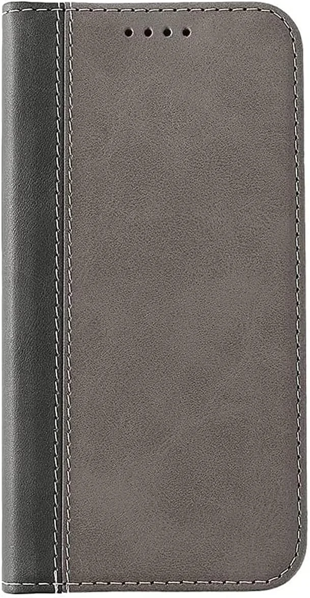 کیف پول چرمی NanHou برای آیفون 14، دارای جای کارت و محافظ ضد ضربه - مشکی/خاکستری