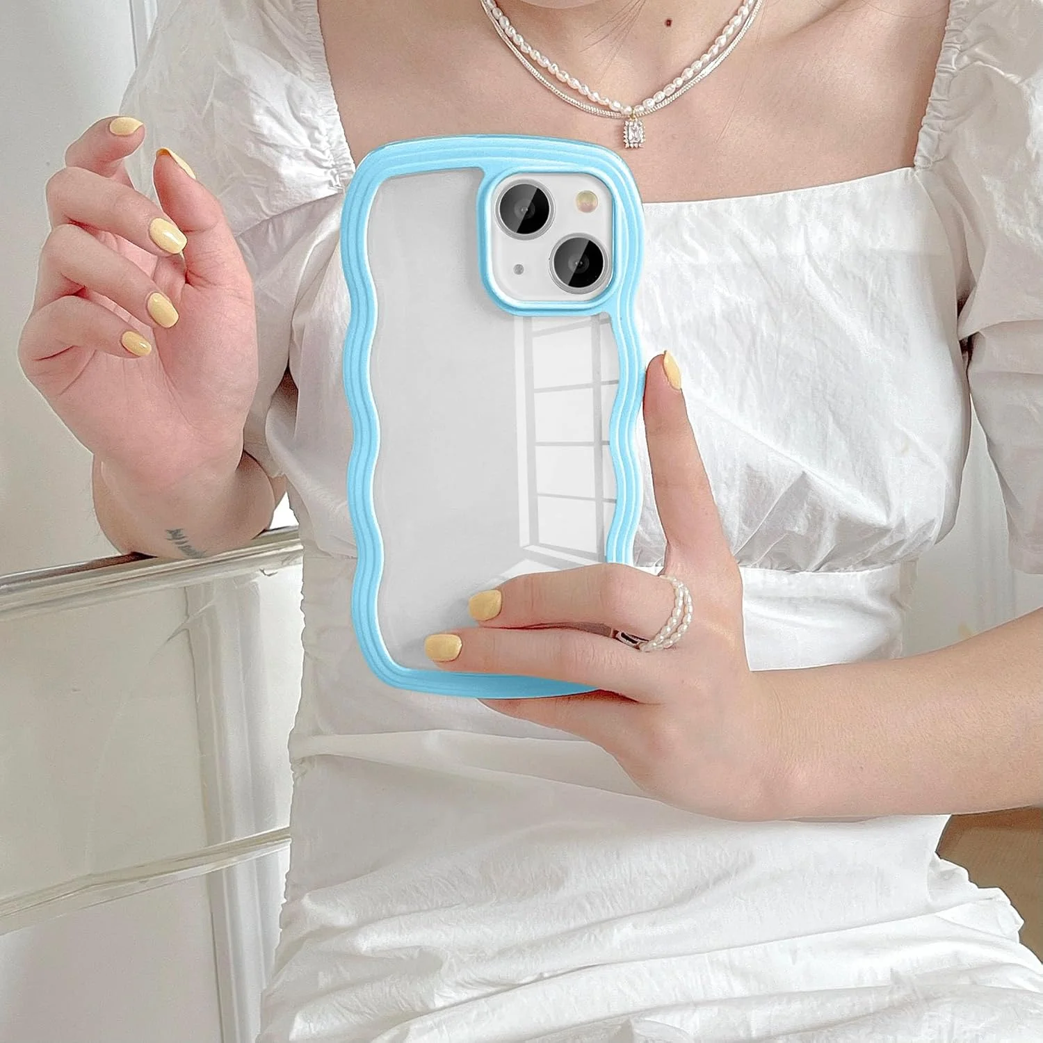 قاب گوشی یوبای مناسب برای آیفون ۱۳ و آیفون ۱۴ (۶.۱ اینچ)، قاب محافظ بامپر باریک و مقاوم در برابر ضربه با طرح موج شفاف و زیبا، ساخته شده از TPU نرم و ساده برای دختران و زنان - آبی سیرا قاب گوشی یوبای مناسب برای آیفون ۱۳ و آیفون ۱۴ (۶.۱ اینچ)، قاب محافظ بامپر باریک و مقاوم در برابر ضربه با طرح موج شفاف و زیبا، ساخته شده از TPU نرم و ساده برای دختران و زنان - آبی سیرا