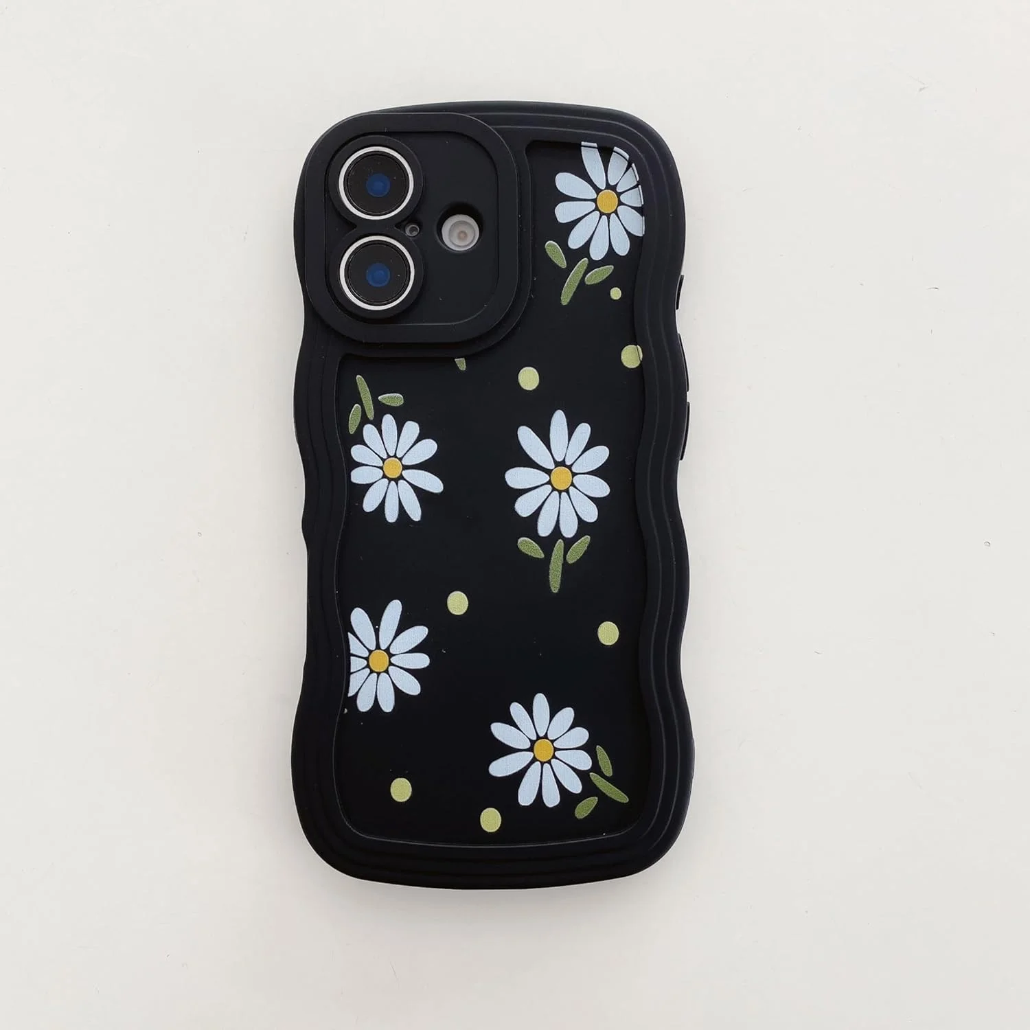 قاب گوشی طرح گل UEEBAI مناسب آیفون 16، قاب سیلیکونی بهاری و زیبا برای بانوان، کاور گوشی با طرح هنری گل بابونه و فریم موجی برای دختران، کاور محافظ ضد ضربه - مشکی قاب گوشی طرح گل UEEBAI مناسب آیفون 16، قاب سیلیکونی بهاری و زیبا برای بانوان، کاور گوشی با طرح هنری گل بابونه و فریم موجی برای دختران، کاور محافظ ضد ضربه - مشکی