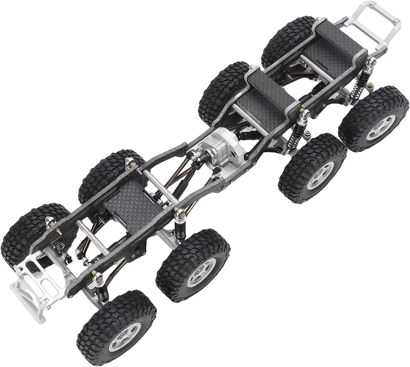 شاسی ماشین کنترلی، شاسی فریم ماشین کنترلی 8x8 از جنس مواد کامپوزیت، جایگزین مرکز ثقل پایین برای SCX24 (مشکی نقره ای)