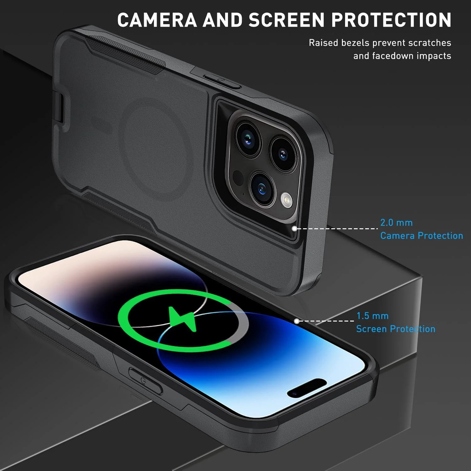 کاور محافظ گوشی آیفون 14 پرو مکس با طراحی مغناطیسی 5 در 1، کاور مقاوم با گیره کمربندی و محافظ صفحه نمایش شیشه ای حرارت دیده (2 عدد)، کاور گوشی آیفون 14 پرو مکس (مغناطیسی، مشکی) کاور محافظ گوشی آیفون 14 پرو مکس با طراحی مغناطیسی 5 در 1، کاور مقاوم با گیره کمربندی و محافظ صفحه نمایش شیشه ای حرارت دیده (2 عدد)، کاور گوشی آیفون 14 پرو مکس (مغناطیسی، مشکی)