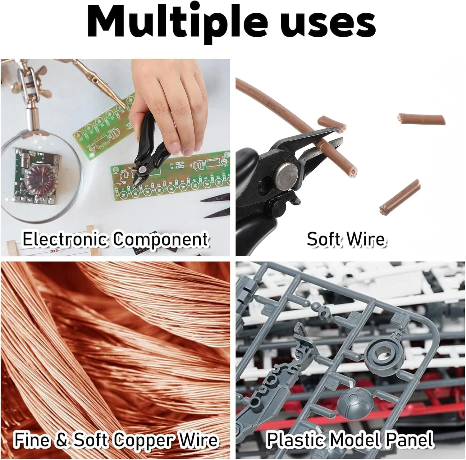 مینی سیم چین، سیم چین دقیق فنری با قفل، انبرهای برش همسطح بادوام و سبک وزن برای الکترونیک، جواهرات، مدل های پلاستیکی، مشکی، 3.5 اینچ مینی سیم چین، سیم چین دقیق فنری با قفل، انبرهای برش همسطح بادوام و سبک وزن برای الکترونیک، جواهرات، مدل های پلاستیکی، مشکی، 3.5 اینچ