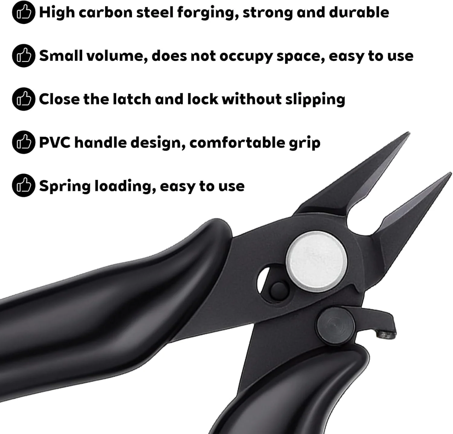 مینی سیم چین، سیم چین دقیق فنری با قفل، انبرهای برش همسطح بادوام و سبک وزن برای الکترونیک، جواهرات، مدل های پلاستیکی، مشکی، 3.5 اینچ مینی سیم چین، سیم چین دقیق فنری با قفل، انبرهای برش همسطح بادوام و سبک وزن برای الکترونیک، جواهرات، مدل های پلاستیکی، مشکی، 3.5 اینچ