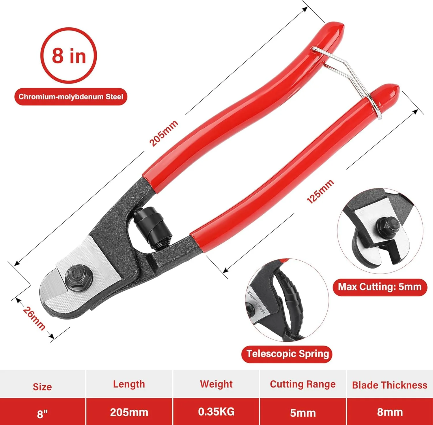 سیم چین KASTWAVE، سیم چین کابل 8 اینچی با قدرت بالا، سیم بکسل فولادی تا 5 میلی متر، سیم چین برای سیم فولادی، سیم های فلزی، کابل دوچرخه هواپیما، برش کابل (5 میلی متر) سیم چین KASTWAVE، سیم چین کابل 8 اینچی با قدرت بالا، سیم بکسل فولادی تا 5 میلی متر، سیم چین برای سیم فولادی، سیم های فلزی، کابل دوچرخه هواپیما، برش کابل (5 میلی متر)