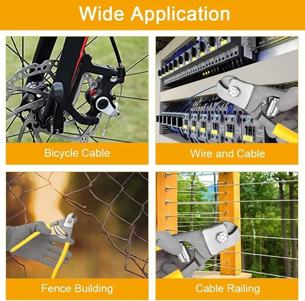 سیم چین فولادی ضد زنگ، ابزار برش کابل با سختی بالا با دسته ضد لغزش، انبر برش سنگین برای کابل، کابل فولادی، سیم بکسل، سیم چین کابل اهرمی