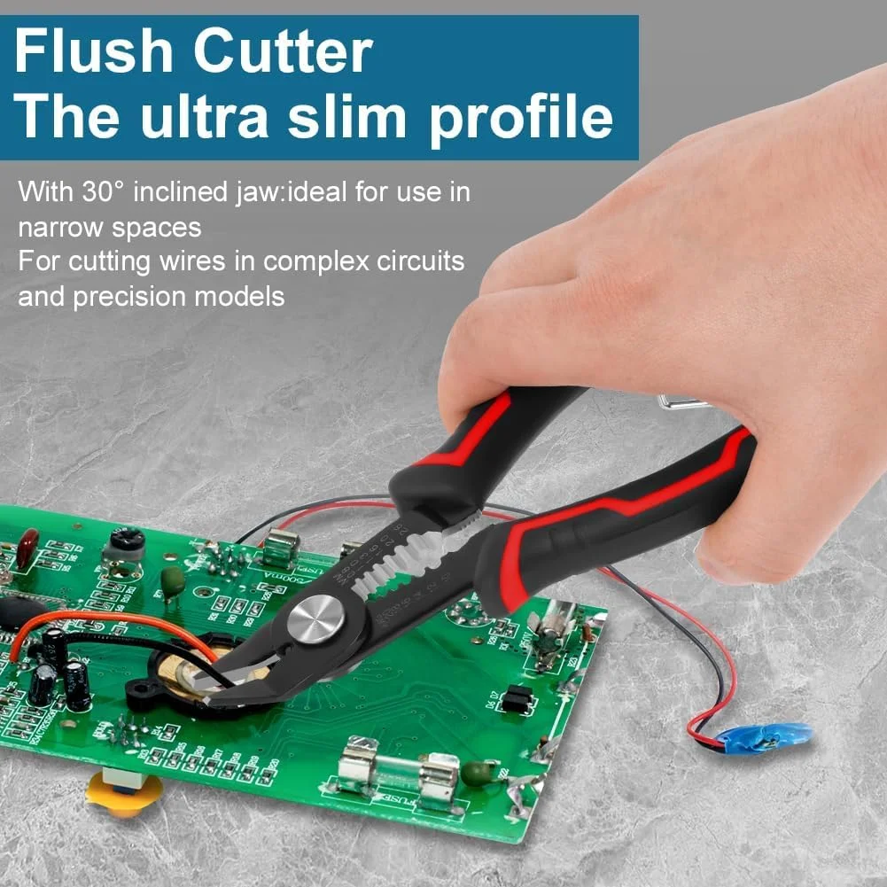 سیم لخت کن 3 در 1 برای سیم های افشان 10-20 AWG، دسته ضد لغزش، قفل ایمنی، فنر داخلی، سیم چین جانبی برای الکترونیک، تعمیرات الکتریکی، لوازم خانگی، DIY، بردهای مدار