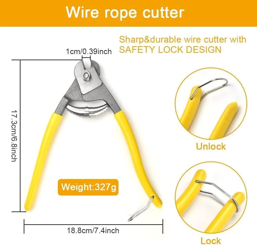سیم چین فولادی ضد زنگ، ابزار برش کابل با سختی بالا با دسته ضد لغزش، انبر برش سنگین برای کابل، کابل فولادی، سیم بکسل، سیم چین کابل اهرمی