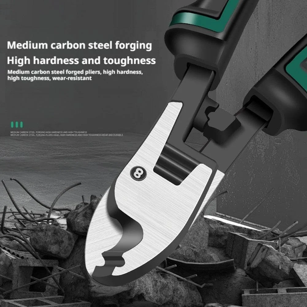 سیم چین اهرمی قوی، ابزار چند منظوره برای برش و پرس کابل، سیم لخت کن حرفه ای برای کابل های آلومینیومی و مسی، دسته ارگونومیک برای مصارف خانگی و صنعتی (20 سانتی متر)