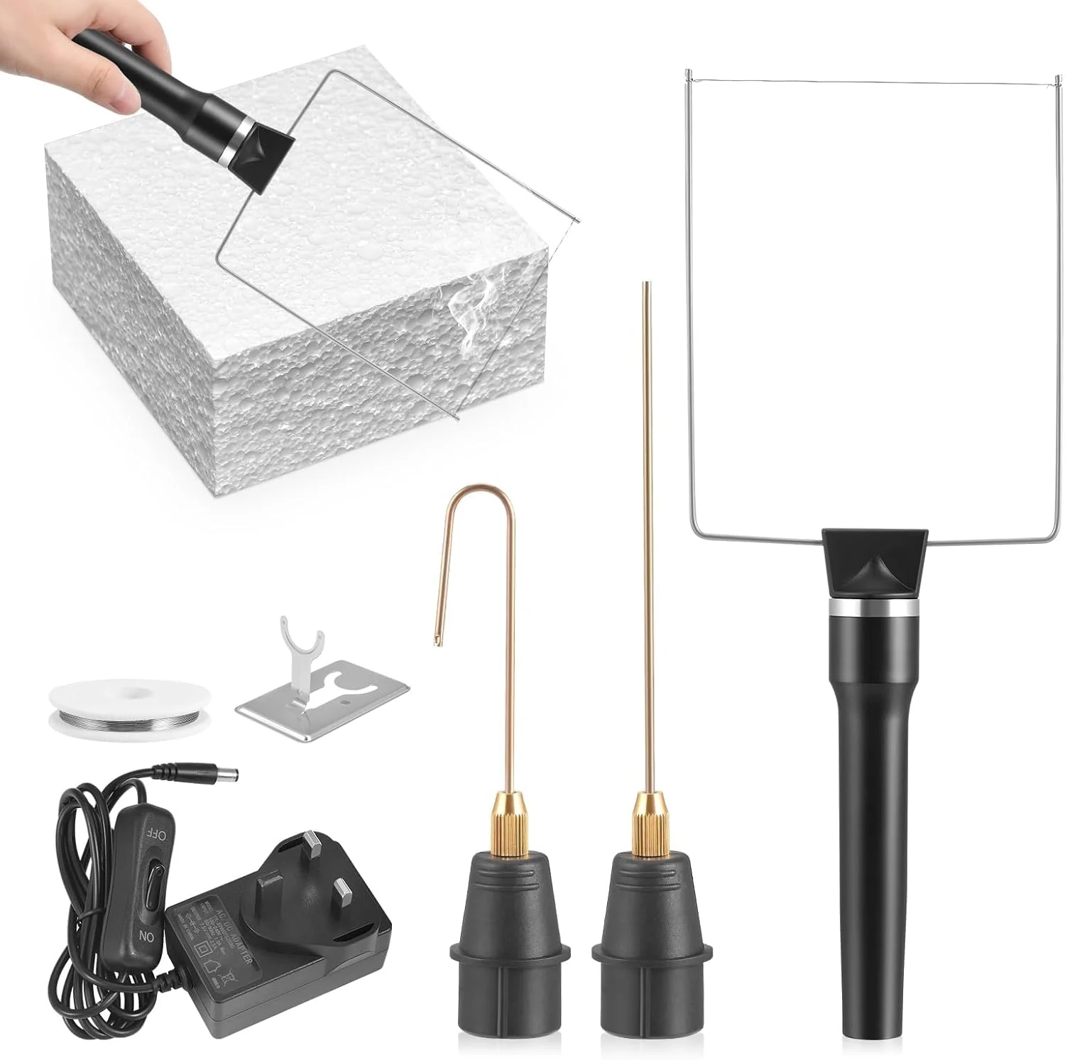 ست ابزار برش فوم سیم داغ 3 در 1، ابزار برش فوم برقی با 3 سری برش، ایده آل برای تخته فوم، هنرهای فوم، صنایع دستی، پروژه های DIY (مشکی)