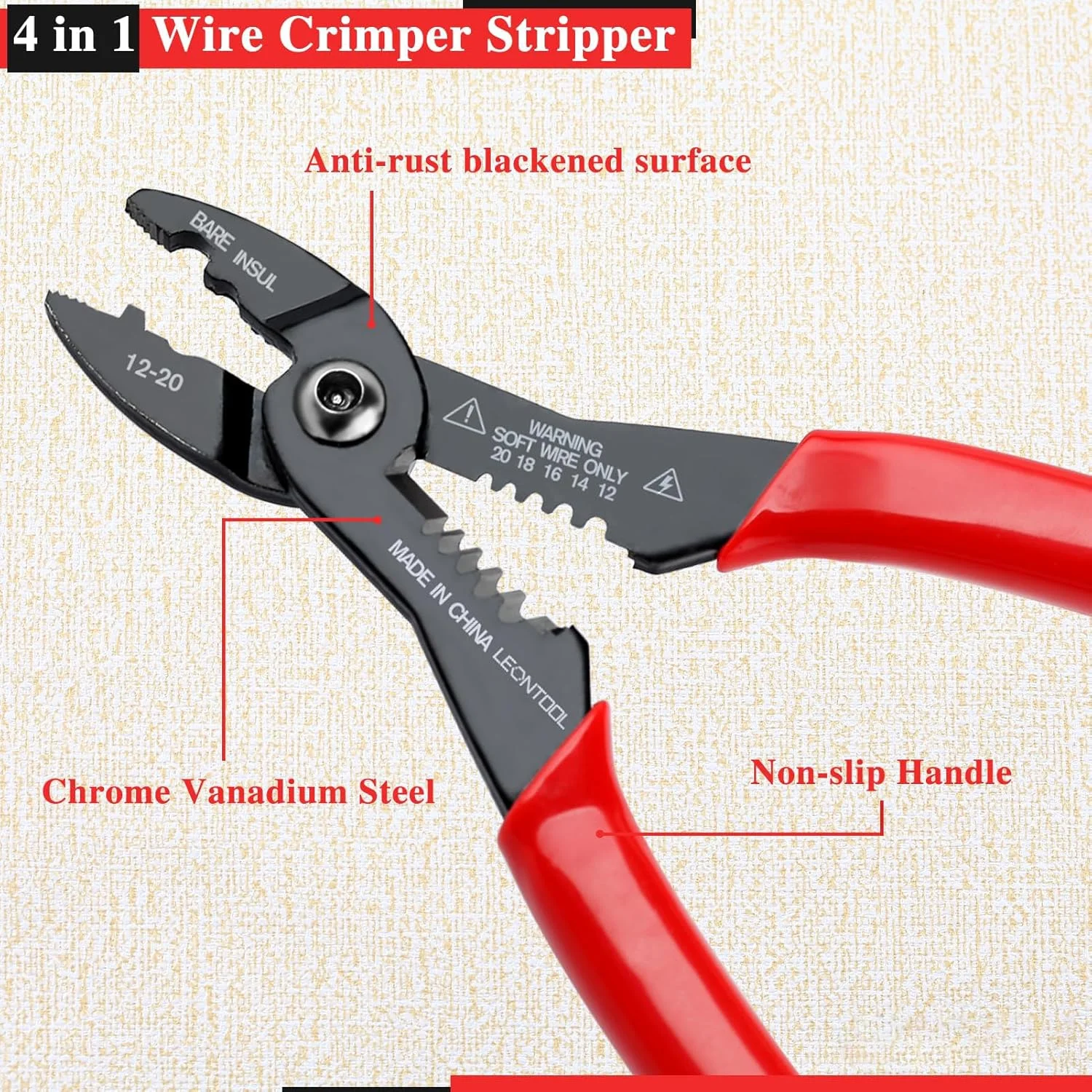 انبر سیم لخت کن چند منظوره 4 در 1 مخصوص برق کارها با سیم چین، پرس، گیره و لخت کن - ابزار حرفه ای و جمع و جور 7 اینچی برای سیم های عایق دار و بدون عایق 12-20 AWG انبر سیم لخت کن چند منظوره 4 در 1 مخصوص برق کارها با سیم چین، پرس، گیره و لخت کن - ابزار حرفه ای و جمع و جور 7 اینچی برای سیم های عایق دار و بدون عایق 12-20 AWG