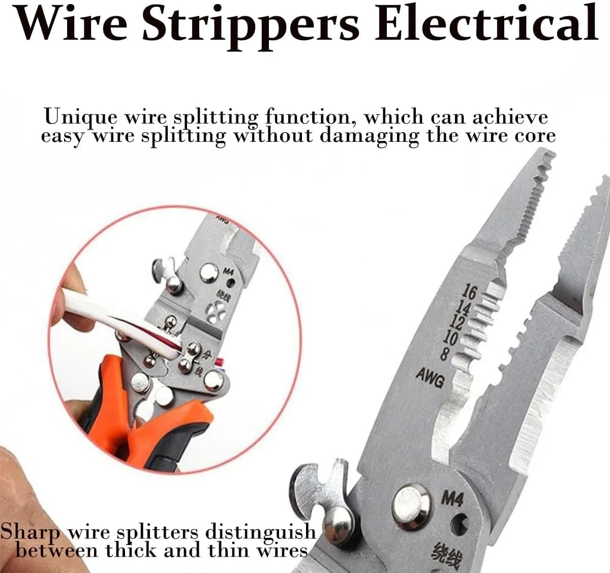 سیم لخت کن چند منظوره 12 در 1، انبر سیم لخت کن حرفه ای برق کار، انبر لخت کردن کابل برای برش، لخت کردن، پرس کردن، ابزار پرس (2 عدد)