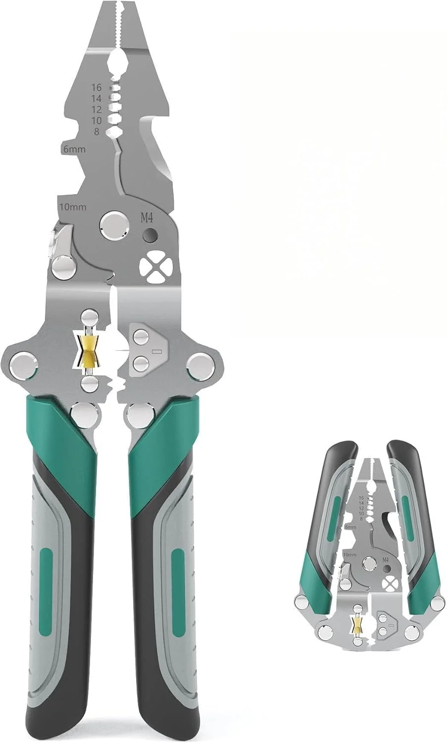 سیم لخت کن و پرس سرسیم تاشو 16 در 1، کابل بر بادوام و ابزار لخت کردن سیم، ابزار چند منظوره برقی با کاربری آسان برای برش، پرس و لخت کردن سیم