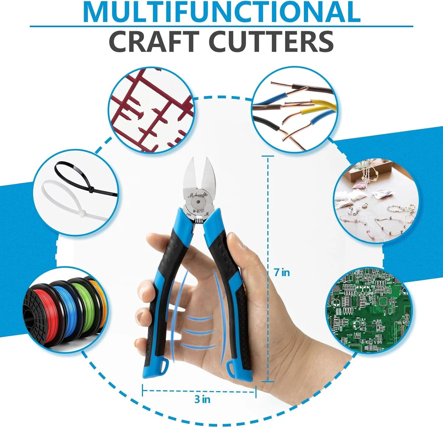 سیم چین کاست ویو فوق العاده تیز 7 اینچی برای ساخت جواهرات و صنایع دستی، سیم چین مورب CR-V برای مس نرم و پروژه های گل سیم چین کاست ویو فوق العاده تیز 7 اینچی برای ساخت جواهرات و صنایع دستی، سیم چین مورب CR-V برای مس نرم و پروژه های گل